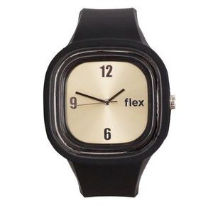 Black and Gold Flex Watch, Large Face